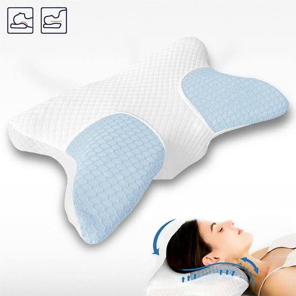 EssentLife Cervical Memory Foam Pillow, Contour Pillows for Neck and Shoulder Pain,Blue