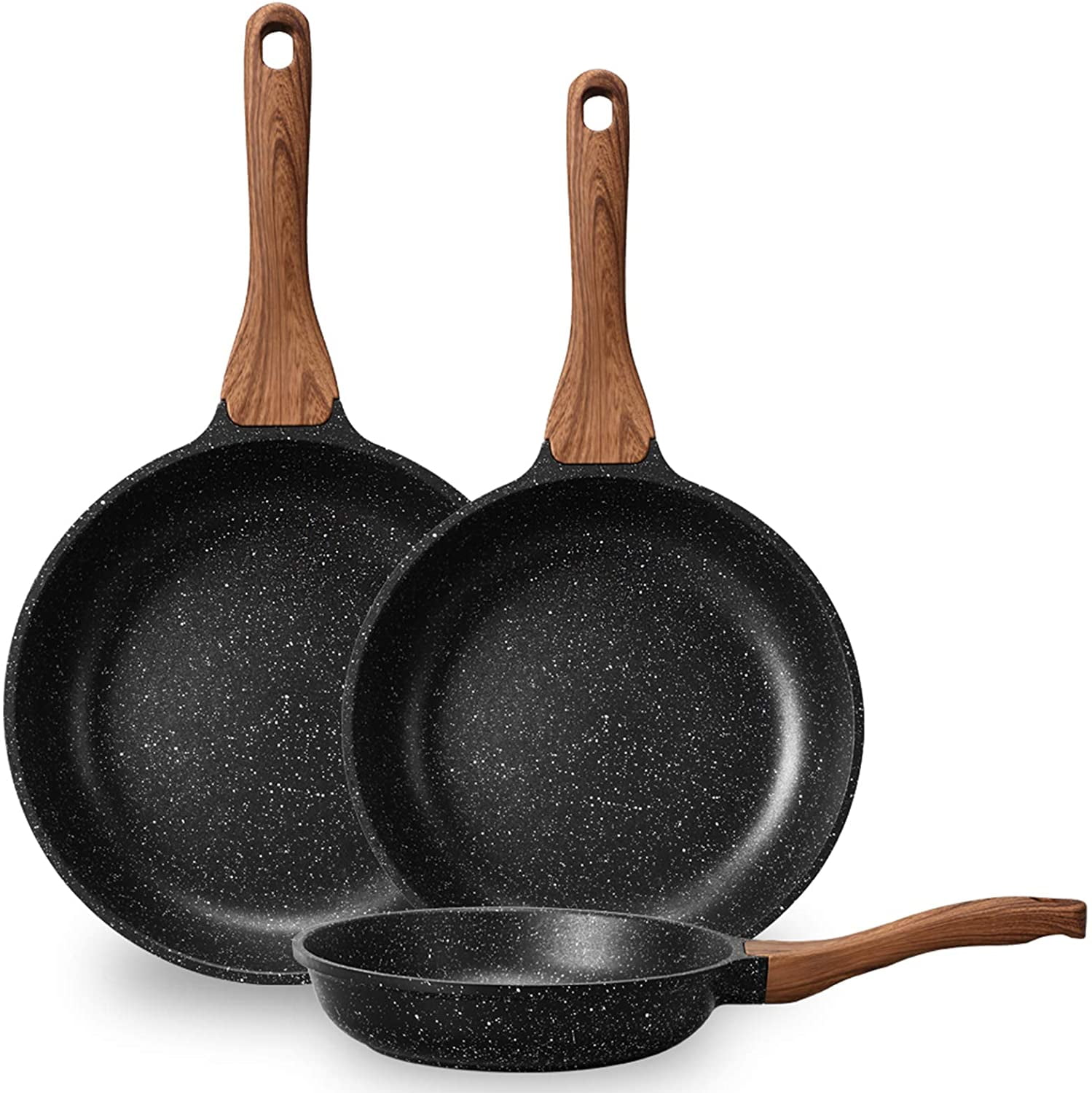 YIIFEEO Frying Pans Nonstick, Induction Frying Pan Set Granite Skillet Pans  for Cooking Omelette Pan Cookware Set with Heat-Resistant Handle