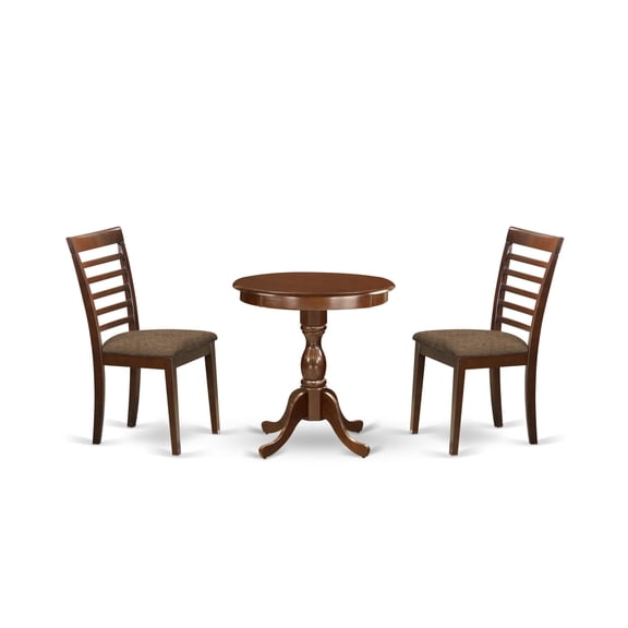 ESML3-MAH-C-VV 3-Pc Modern Kitchen Dining Room Set - 2 Wooden Chairs & 1 Table, Mahogany Finish - Easy Assembly, Elegant Design, Ergode