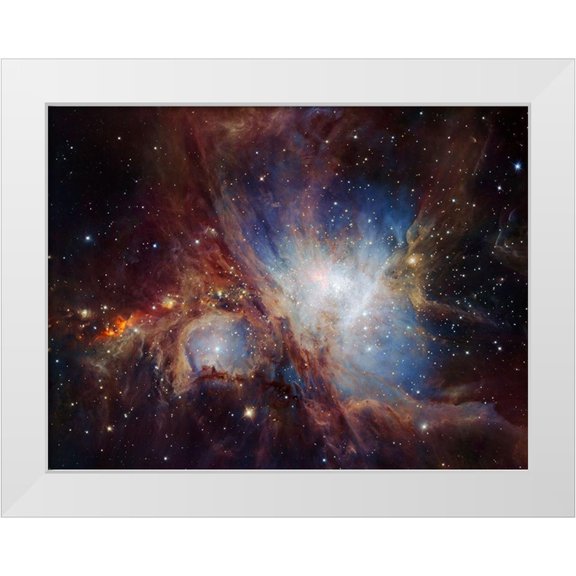 ESO/H. Drass et al. 14x12 White Modern Wood Framed Museum Art Print Titled - Deep infrared view of the Orion Nebula from HAWK-I