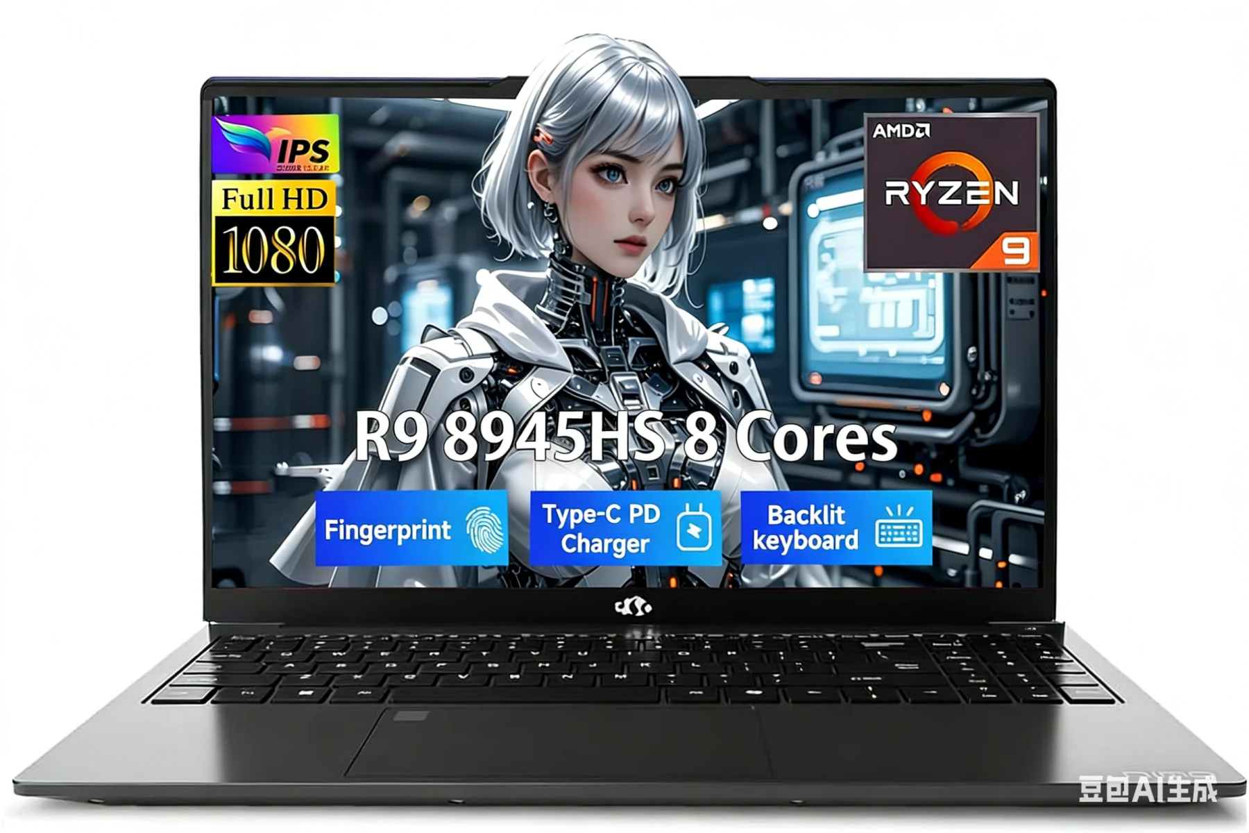 ESOOR 17.3" Gaming Laptop with AMD Ryzen 9 8945HS (Beats i9-13900H) 5.2GH Max Boost 32GB RAM 1T SSD Featuring Radeon 780M Graphics for Seamless VR and AI-Enhanced Copilot+ Experience-Black
