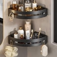 thumbnail image 1 of LOSFTES 2-Shelf Plastic Corner Mount Shower Caddy, Black, 2 Pack, 1 of 10