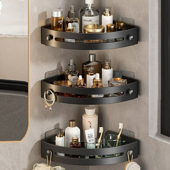 LOSFTES Rust Resistant Plastic Wall Mount Bathroom Corner Shower Shelf, 3 Pack