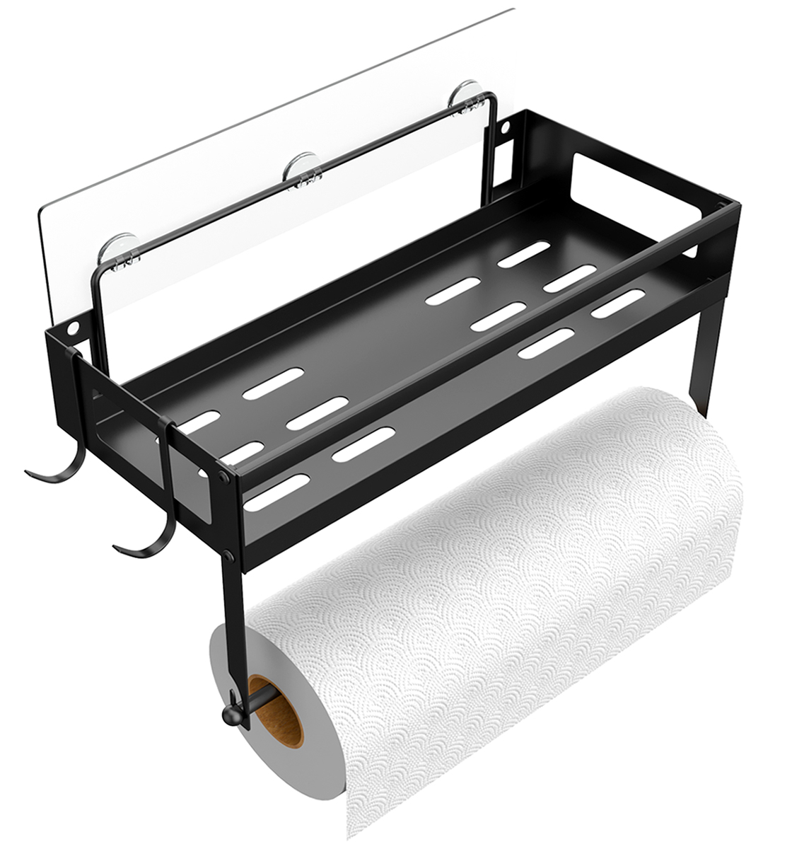 Functional Plastic Wrap Cutter Wall Mounted Kitchen Paper Towel Rack kokki-v-rityskuva