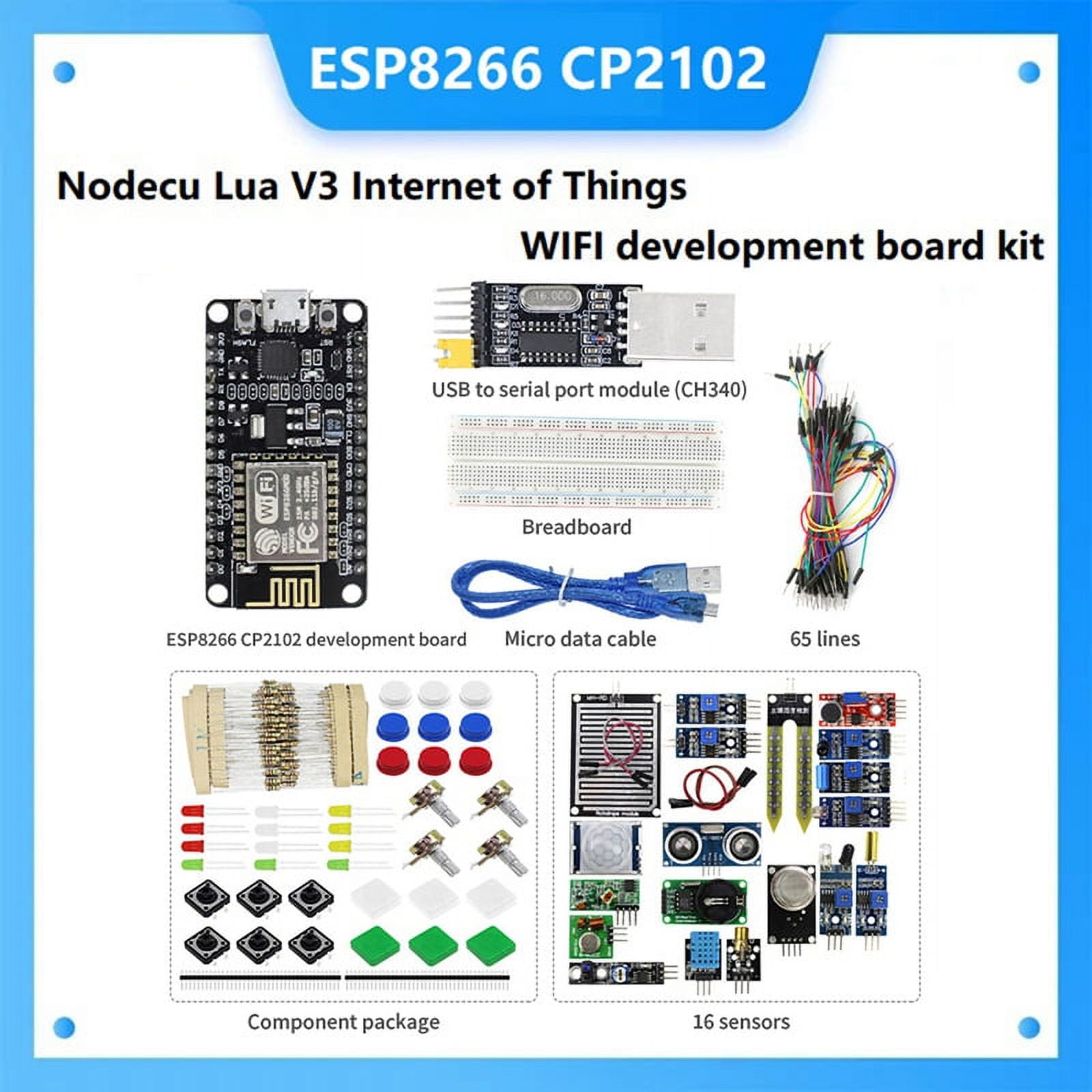 ESP-12E ESP8266 CP2102 Development Board+16X Sensors+ Package+USB To ...