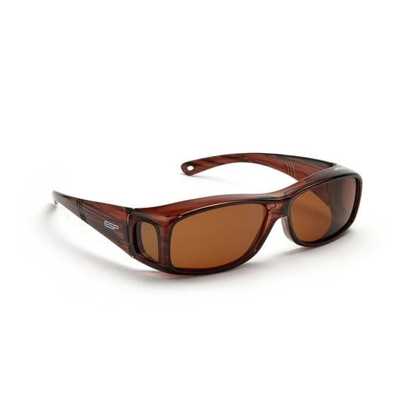 ESP Eyewear Over The Glasses Polarized Collection (Fitover) - Translucent Brown Frame (Brown Melanin Polarized Lenses) (S/M)