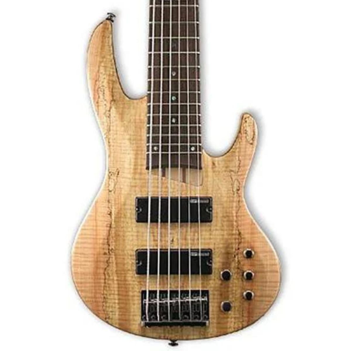 Natural Satin Spalted Maple 6-String Bass Guitar with Ash Body