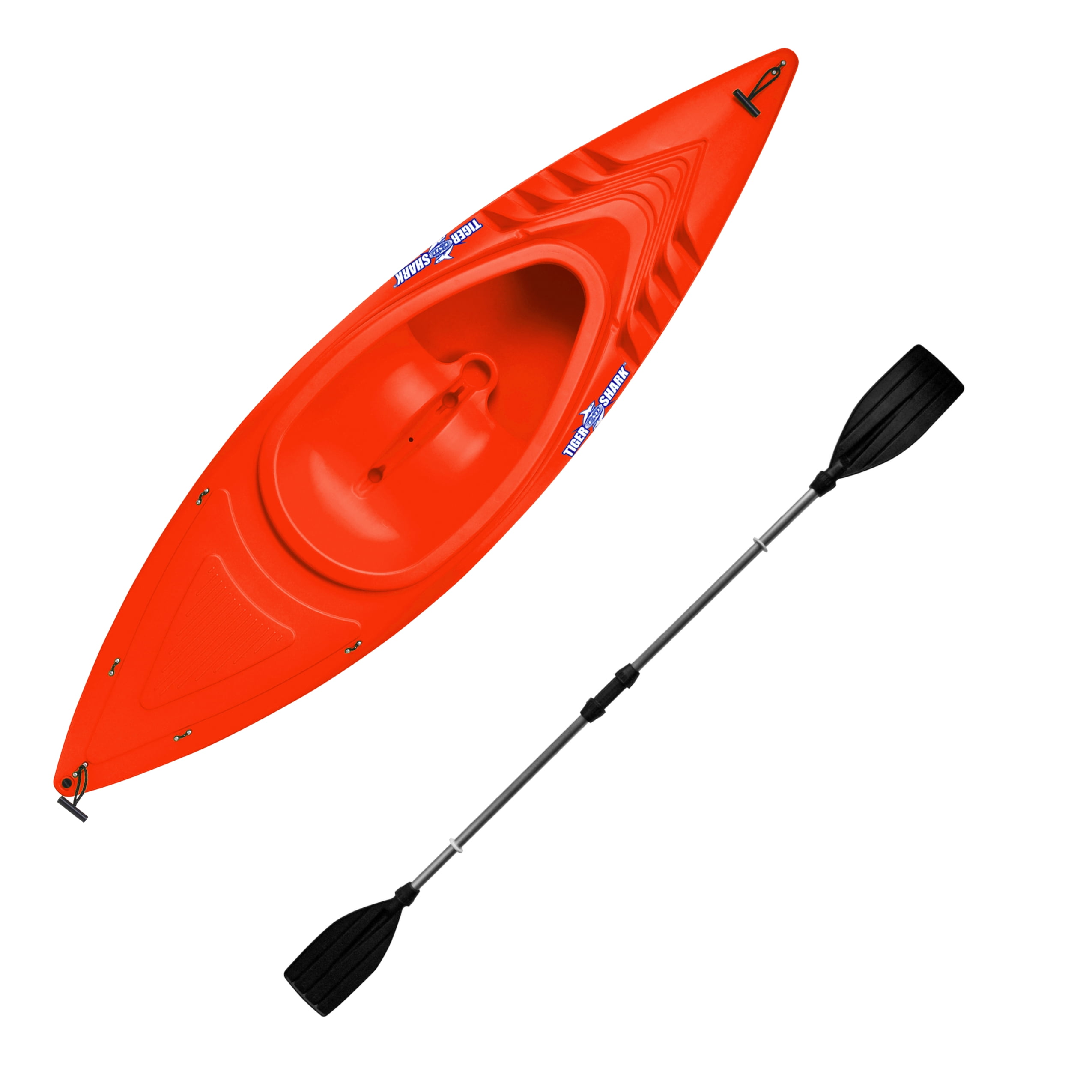 ESP Tiger Shark 9 Foot Sit-In Kayak with Dry-Ride Wave Breaker Design - Includes 87'' Locomotion Paddle - Orange