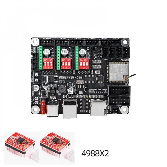 ESP32 2-Axis/3-Axis CNC Control Board - GRBL Laser Engraving/Writing Machine Mainboard with 2/3x 4899 Modules (12V/24V, 32-Bit Dual-Core)
