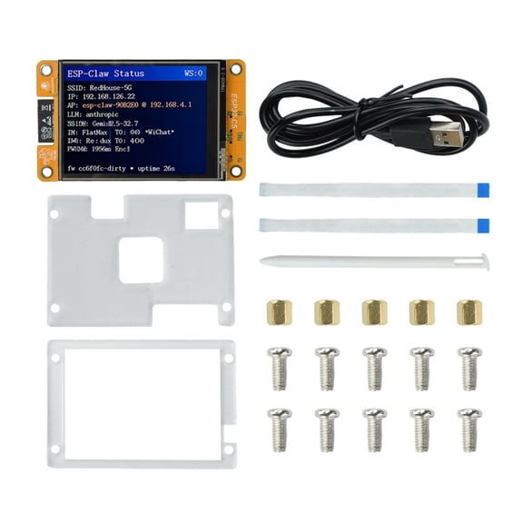 ESP32-C5 Dual Band WiFi 6 Development Board with 2.8" Touch LCD Display, Zigbee 3.0 Thread BLE 5.3, 16MB Flash 8MB PSRAM, Dual Type-C Interfaces for AI IoT Projects