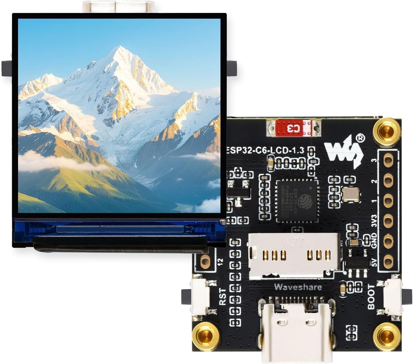 ESP32-C6 1.3inch LCD Display Development Board, 240 × 240 Pixels, 262K Color, Supports Wi-Fi 6 and BLE 5