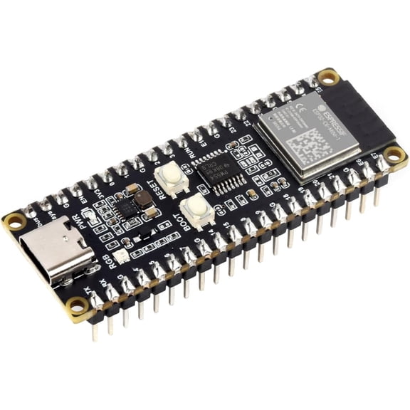 ESP32-C6 Microcontroller with Pre-soldered Header W-i-F-i 6 Development Board, Adopts ESP32-C6-MINI-1 Chip 160MHz RISC-V 32-Bit Single-Core Processor Compatible with Pico Expansion Board