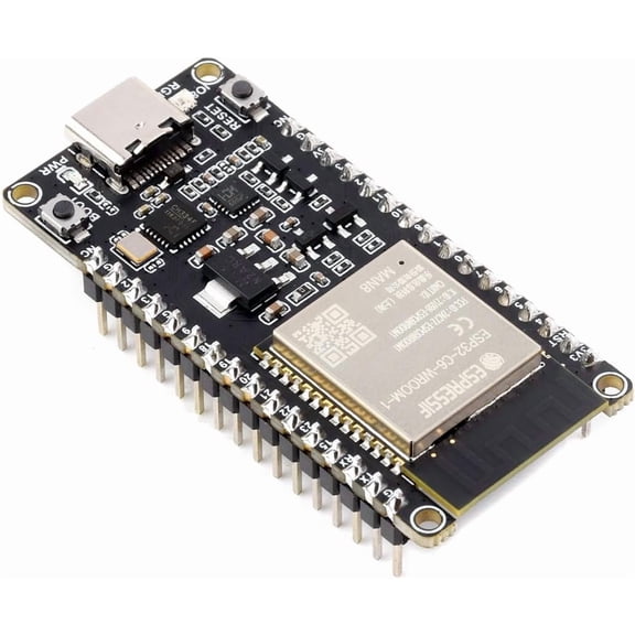 ESP32-C6 Microcontroller, WiFi 6 Development Board, 160MHz Single-Core Processor, ESP32-C6-WROOM-1-N8 Module, Supports USB and UART Development with Pre-soldered Header