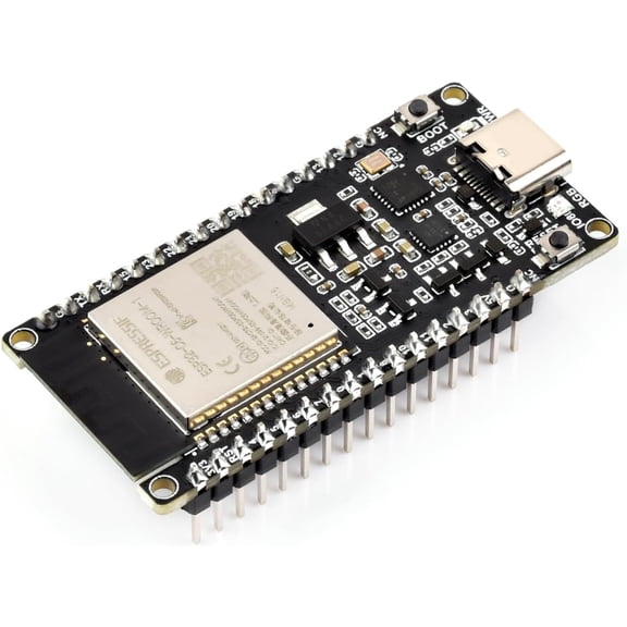 ESP32-C6 Microcontroller, WiFi 6 Development Board, 160MHz Single-core Processor, ESP32-C6-WROOM-1-NX Series Module, Supports USB and UART Development,16MB Flash, with Pinheader