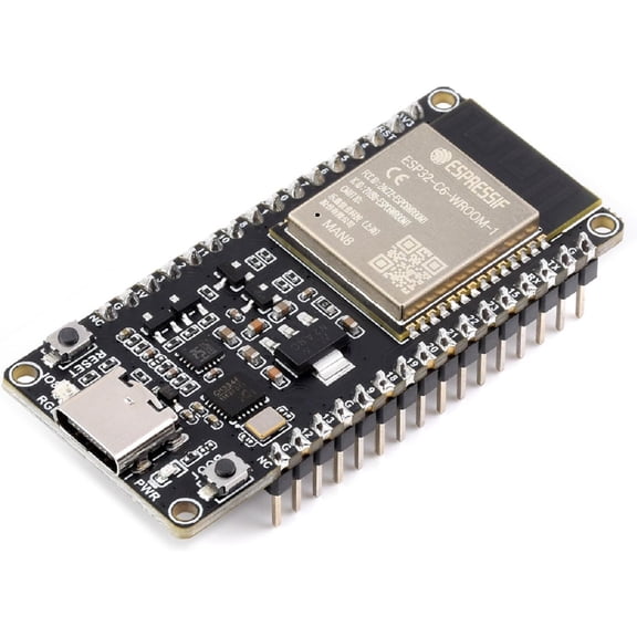 ESP32-C6 Microcontroller WiFi 6 Development Board with Pre-soldered Pinheader, Adopts ESP32-C6-WROOM-1-N8 Module 8MB Flash 160MHz Processor, Integrated WiFi 6, Bluetooth 5 and and IEEE 802.15.4