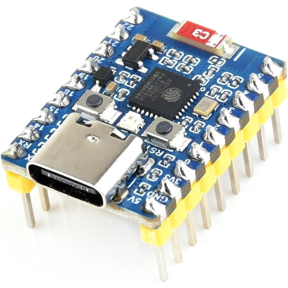 ESP32-C6 Mini Development Board, Based on ESP32-C6FH8 with Dual Processors, up to 160MHz Running Frequency, Supports WiFi 6, IEEE 802.15.4 (Zigbee 3.0 and Thread) and BLE 5 (with pinheader)