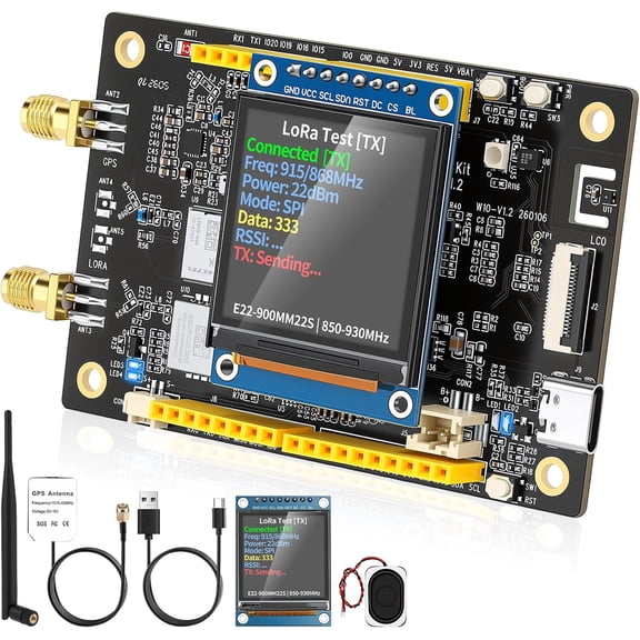 ESP32 LoRa V4 Development Board +L76 GNSS Module +3000mAh Battery +Green Case, ESP32-S3 SX1262 LoRa WiFi Bluetooth 2MB PSRAM 16MB Flash 915MHz Antenna OLED Support GPS Solar for Meshtastic