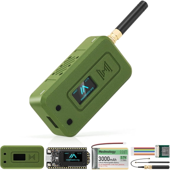 ESP32 LoRa V4 Development Board +L76 GNSS Module +3000mAh Battery +Green Case, ESP32-S3 SX1262 LoRa WiFi Bluetooth 2MB PSRAM 16MB Flash 915MHz Antenna OLED Support GPS Solar for Meshtastic