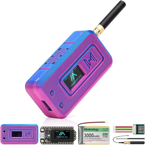 ESP32 LoRa V4 Development Board +L76 GNSS Module +3000mAh Battery +Purple Case, ESP32-S3 SX1262 LoRa WiFi Bluetooth 2MB PSRAM 16MB Flash 915MHz Antenna OLED Support GPS Solar for Meshtastic