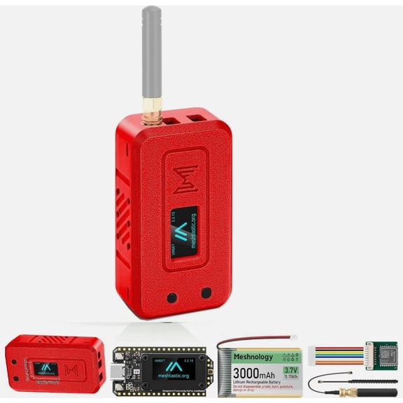 ESP32 LoRa V4 Development Board +L76 GNSS Module +3000mAh Battery +Red Case, ESP32-S3 SX1262 LoRa WiFi Bluetooth 2MB PSRAM 16MB Flash 915MHz Antenna OLED Support GPS Solar for Meshtastic