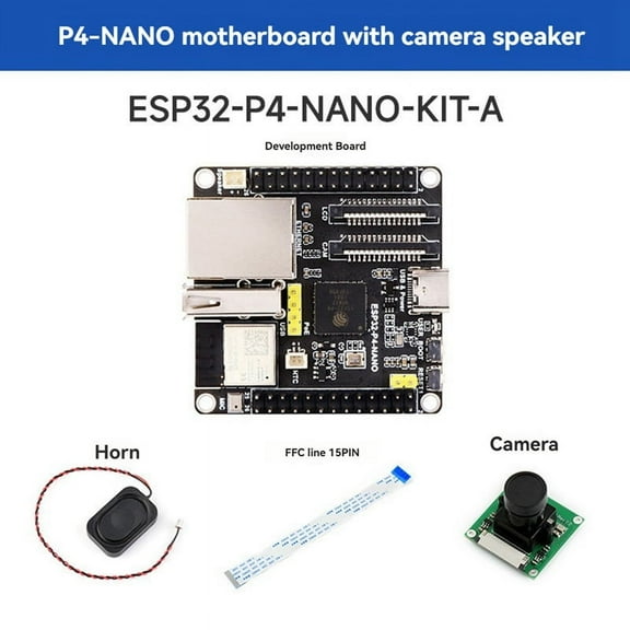 ESP32-P4-NANO Development Board+Cam+Speaker+FFC Cable Kit Dual-Core RISC-V WiFi6 Bluetooth5/BLE RJ45 100M Ethernet Port