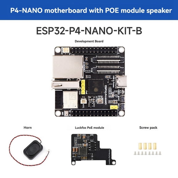 ESP32-P4-NANO Development Board+POE Module+Speaker Kit Dual-Core RISC-V WiFi6 Bluetooth5/BLE RJ45 100M Ethernet Port