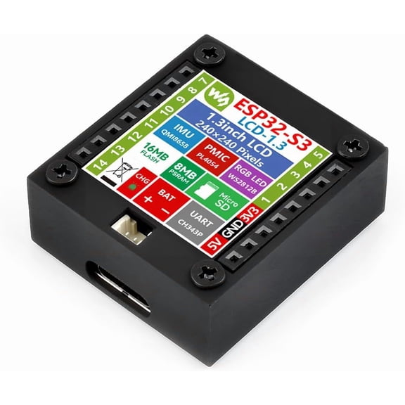 ESP32-S3 1.3inch Display Development Board with Case 240240 Pixels 262K Color LCDSupports 90 Hardware Rotation,Built-in ST7789V2 Chip and 6-Axis IMU