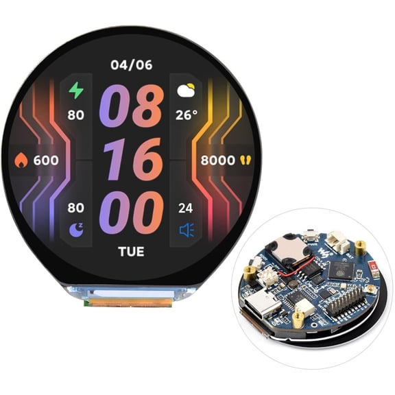 ESP32-S3 1.46inch Round Display Development Board, 412412, Supports Wi-Fi & BLT, Accelerometer and Gyroscope Sensor, Onboard Speaker and Microphone, Without Protective Cover Glass
