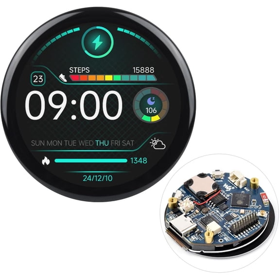 ESP32-S3 1.46inch Round Display Development Board, 412412, Supports WiFi & Bluetooth, Accelerometer And Gyroscope Sensor, Onboard Speaker And Microphone, with Widened Protective Cover Glass
