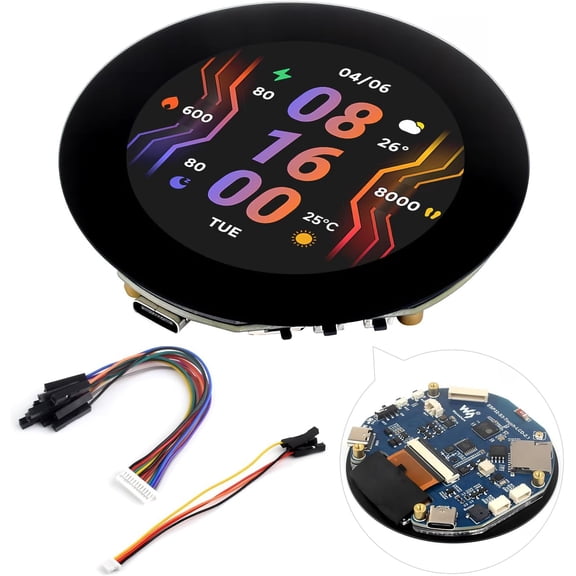 ESP32-S3 2.1inch Round Touch Screen with 32-bit LX7 Dual Core Processor, 480 480 Resolution, 262K Color, Support Wi-Fi & BLE 5