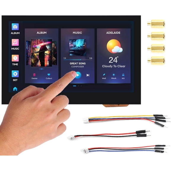 ESP32-S3 4.3inch Capacitive Touch Display 800x480 Based on ESP32-S3 Microcontroller 5-Point Touch, 32-Bit LX7 Dual-Core Processor, Up to 240MHz, Support 2.4GHz W-iF-i & Blue-Too-th 5