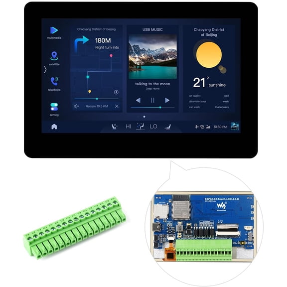 ESP32-S3 4.3inch Capacitive Touch Display Development Board B, 800480 Resolution, 5-Point Touch, 32-Bit LX7 Dual-Core Processor, Up to 240MHz Frequency, with Onboard Antenna