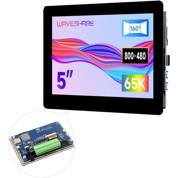 ESP32-S3 5inch Capacitive Touch Display Development Board, 5-Point Touch, 32-Bit LX7 Dual-Core Processor, Support Wi-fi & BLE, with Onboard Antenna, 800480 Display Resolution