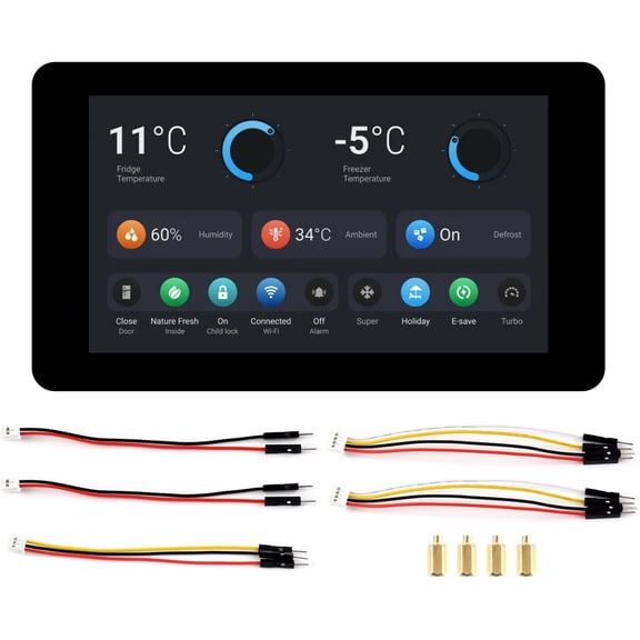 ESP32-S3 7inch LCD Development Board, ESP32 with Display, 1024600, 32-bit LX7 Dual-core Processor, 240MHz Frequency, WiFi & Bluetooth Support, Onboard Antenna, with Touch Function
