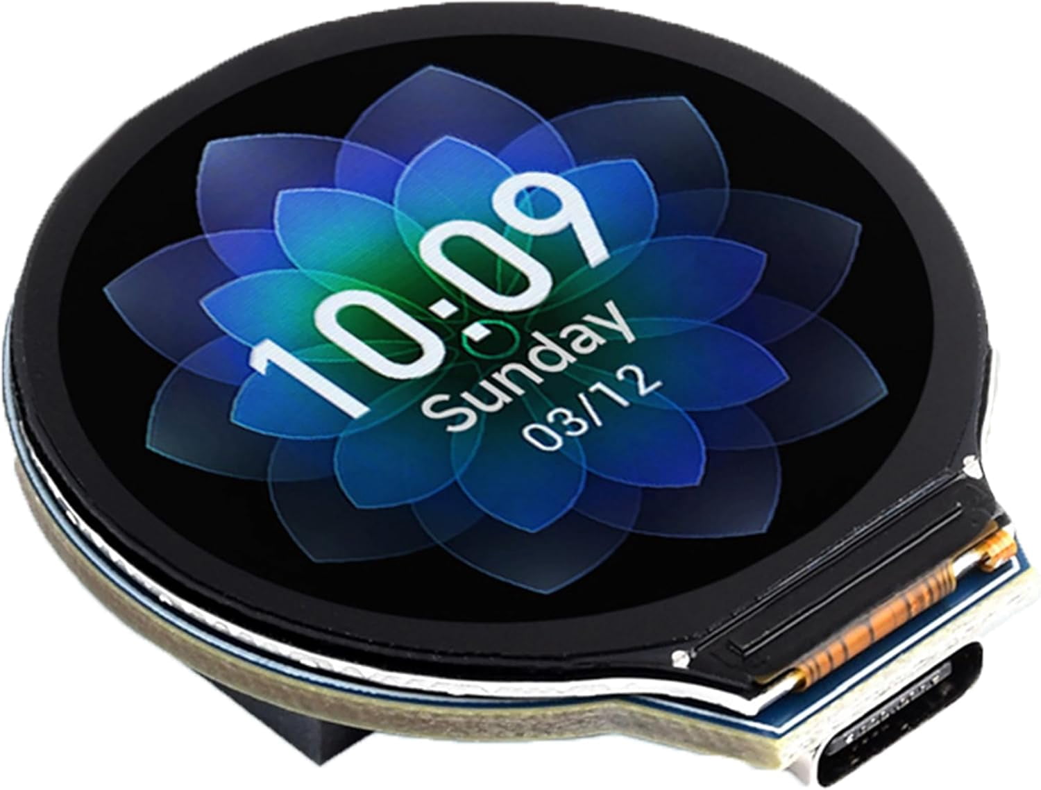 ESP32-S3 Development Board, 32-bit LX7 Dual-Core Processor, with 1.28inch IPS Round LCD Display 240×240 Resolution Integrates GC9A01 Display Driver Chip, Supports WiFi/Bluetooth,Type-C Connector