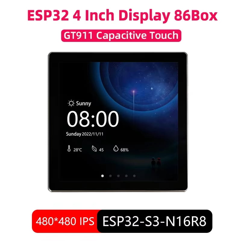 ESP32-S3 Development Board with 4-inch IPS Touch Screen, WiFi Bluetooth Dual Mode, Compatible with Arduino & LVGL, for IoT ESP32 86 Box Central Control