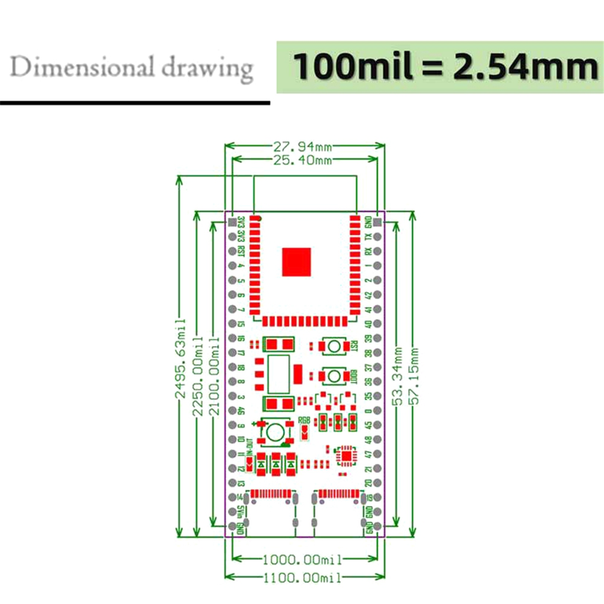 ESP32-S3 Expansion Board – 44Pin GPIO Breakout – Compatible With ESP32-S3 Development Board
