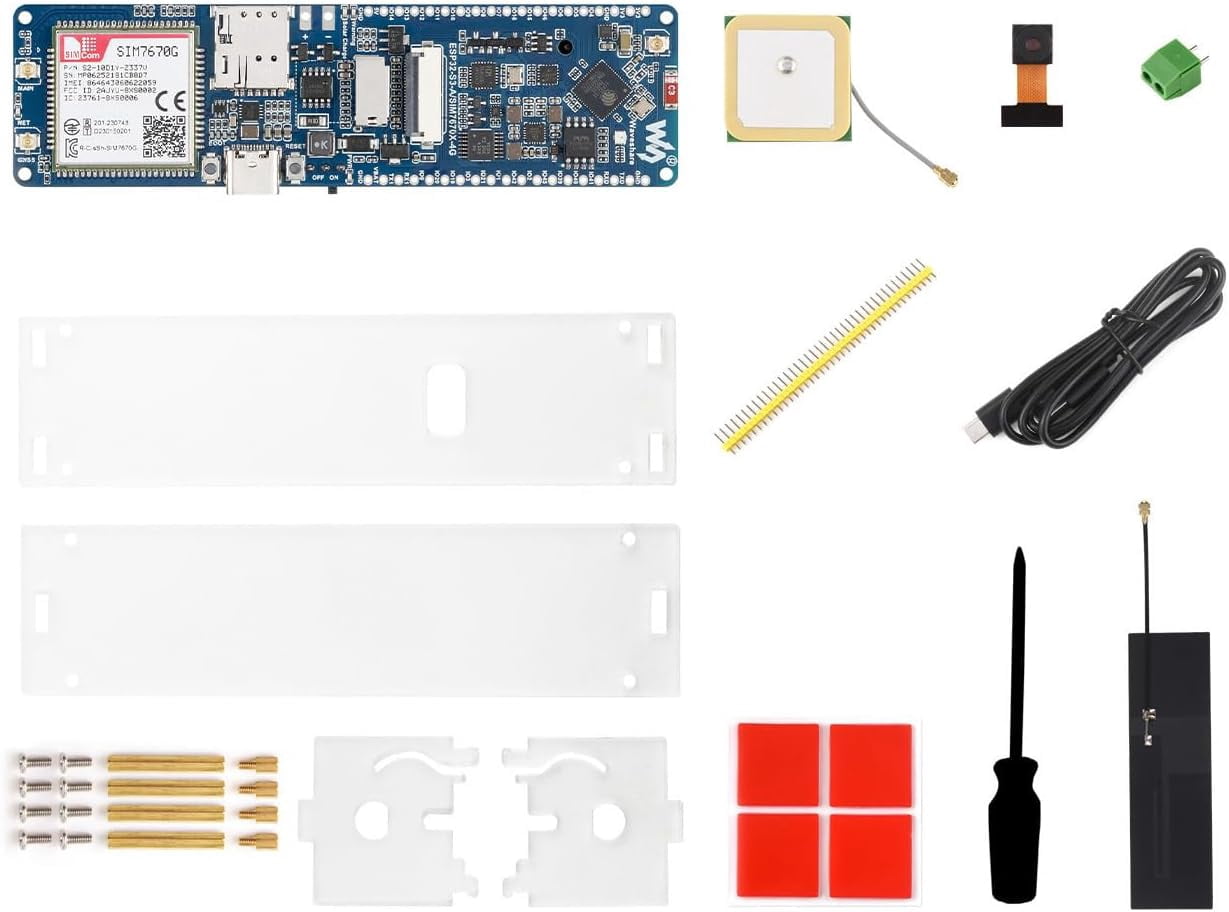 ESP32-S3 SIM7670G 4G Development Board, LTE Cat-1 / WiFi/Bluetooth/GNSS Positioning Support, Global Coverage Multi Band, Suitable for 4G Portable WiFi, Onboard Camera/Antenna