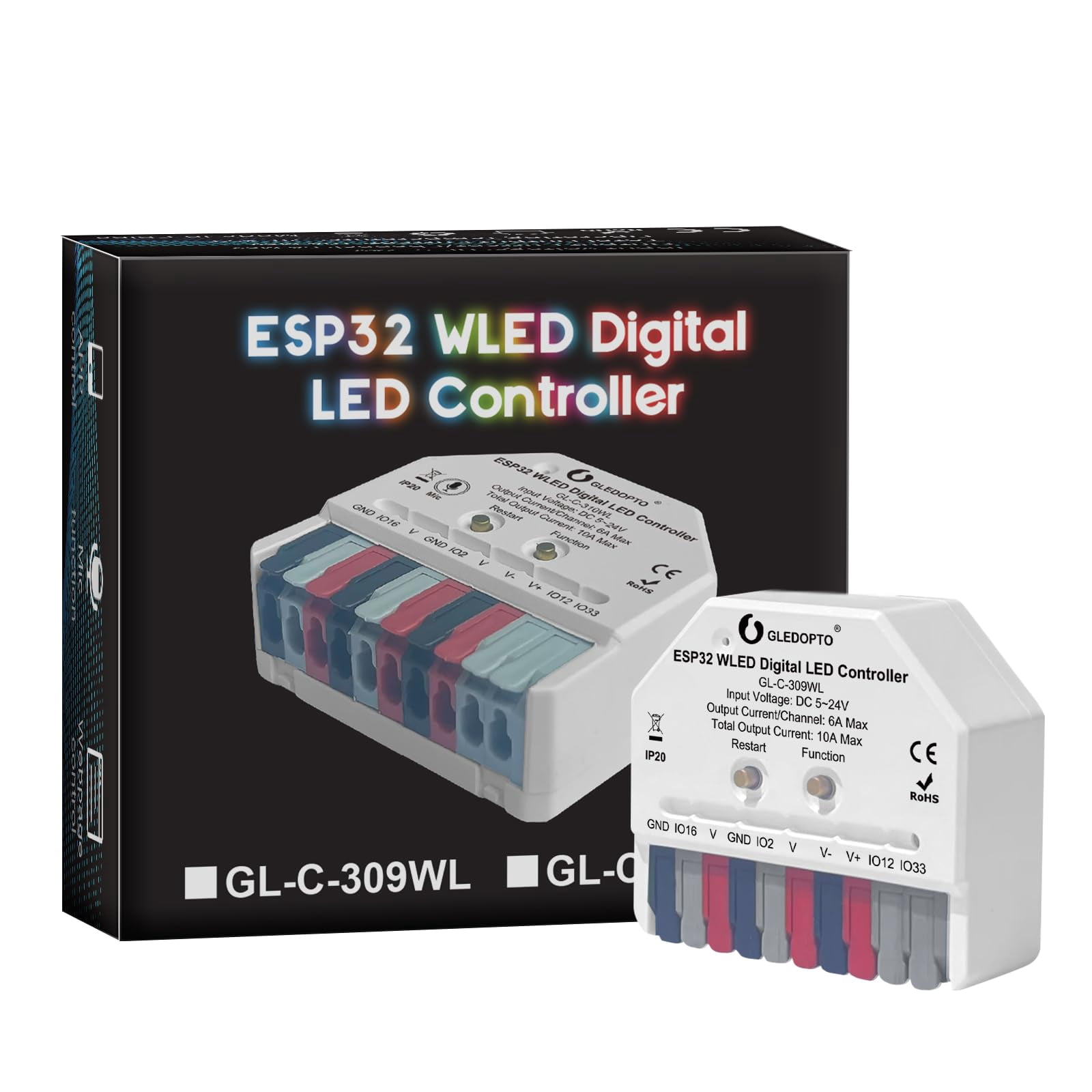 Controller Led Lights ESP32 WLED LED Controller DC 5-24V Addressable RGB Strip Light ...