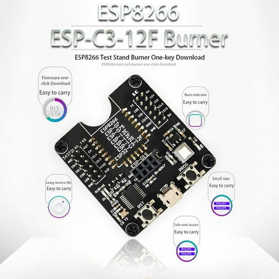 ESP8266 Test Rack Module Programmer Support ESP-01 01S 12 ESP32-C3-12F Multi-Function Portable Module,1 * Programmer Module,Black