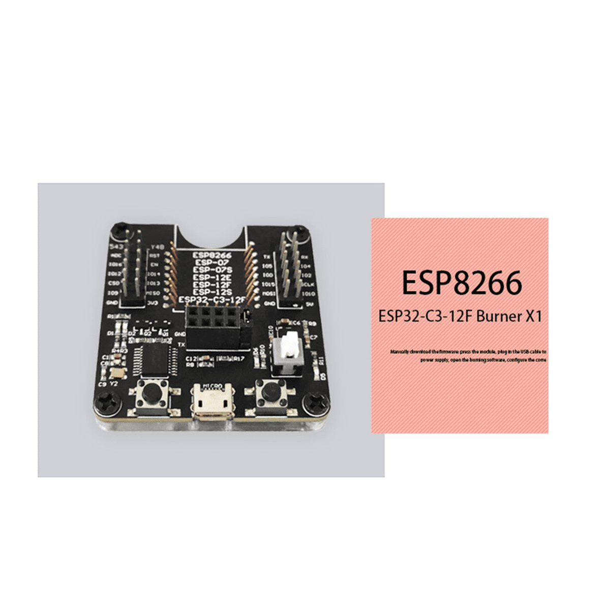 ESP8266 Test Rack Module Programmer Support ESP-01 01S 12 ESP32-C3-12F ...
