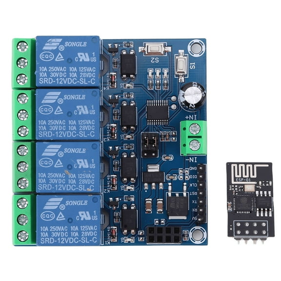 ESP8266 WiFi Relay Module 4 Channel, 5V/12V WiFi Remote Control Relay Board with TCP/IP Protocol for Arduino Smart Home IoT Projects (4S)