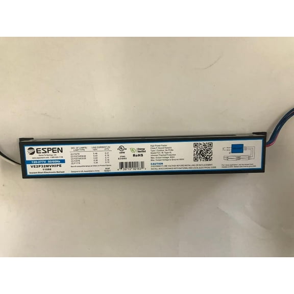 ESPEN VE2P32MVHIPE Instant Start Electronic Ballast, 2 Lamp, 120-277v