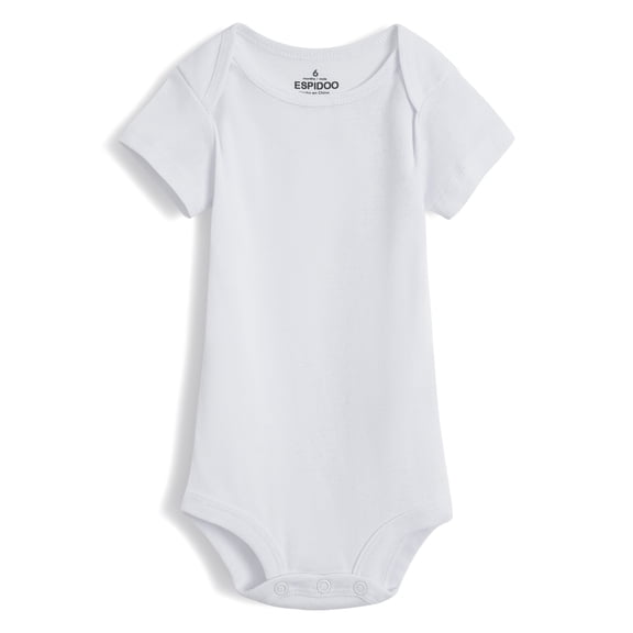 ESPIDOO Infant bodysuit, baby onesie, 100% cotton, short sleeve, snap closure, breathable, ribbed fabric, soft baby clothes, newborn essential, unisex baby clothing, diaper change friendly