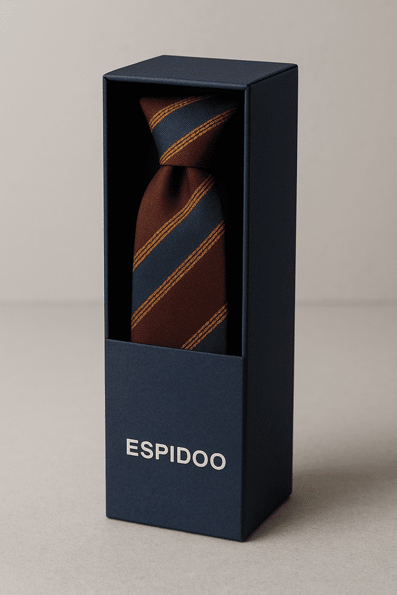 Men's Classic Striped Dress Tie Hand-Tailored Necktie with Premium Gift Box, 100% Polyester, 8cm Wide, Burgundy & Navy Business Formal Tie