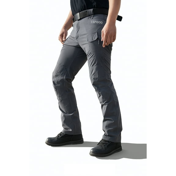ESPIDOO Mens Tactical Outdoor Hiking Pants Quick-Dry Lightweight Cargo Pants with Multi-Pockets, Stretch Fabric & Tear-Resistant Gusset Design