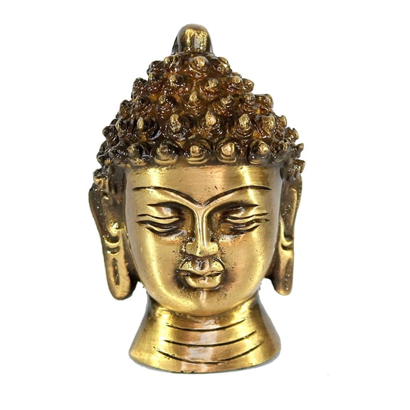 ESPLANADE Brass Buddha Face Showpiece, Small, Golden, 1 Piece