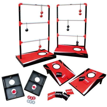 ESPN 3 in 1 Ladder Toss, Cornhole/Bean Bag Toss & Washer Toss, Quick/Easy Transform