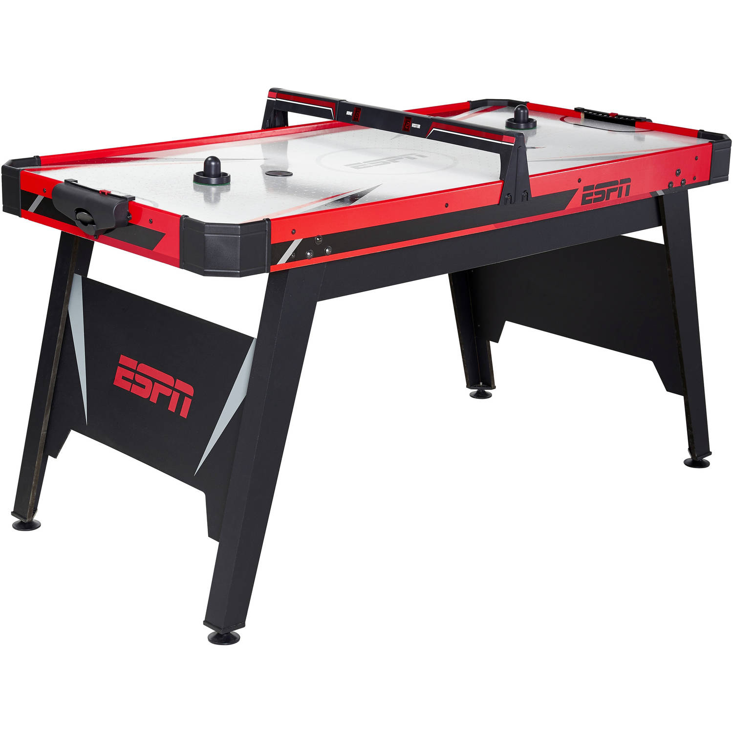 ESPN 60" Air Powered Hockey Table with Overhead Electronic Scorer, Accessories Included, Black/Red - image 1 of 8