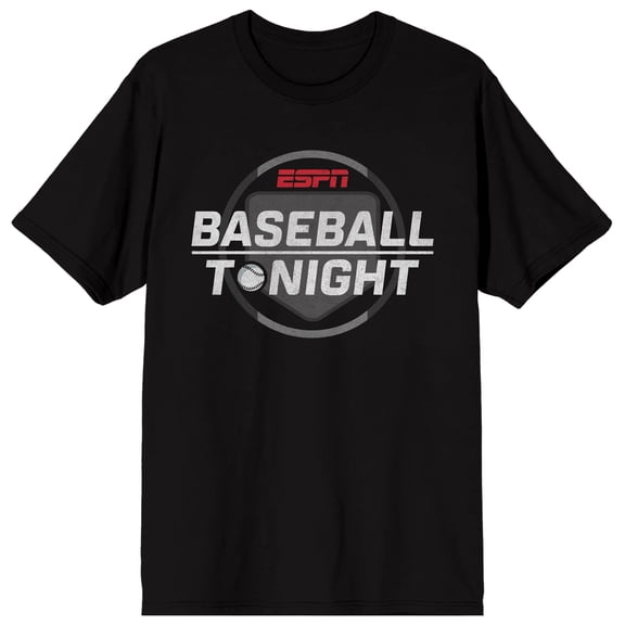 ESPN Baseball Tonight Adult Black Crew Neck Short Sleeve T-shirt-XXL